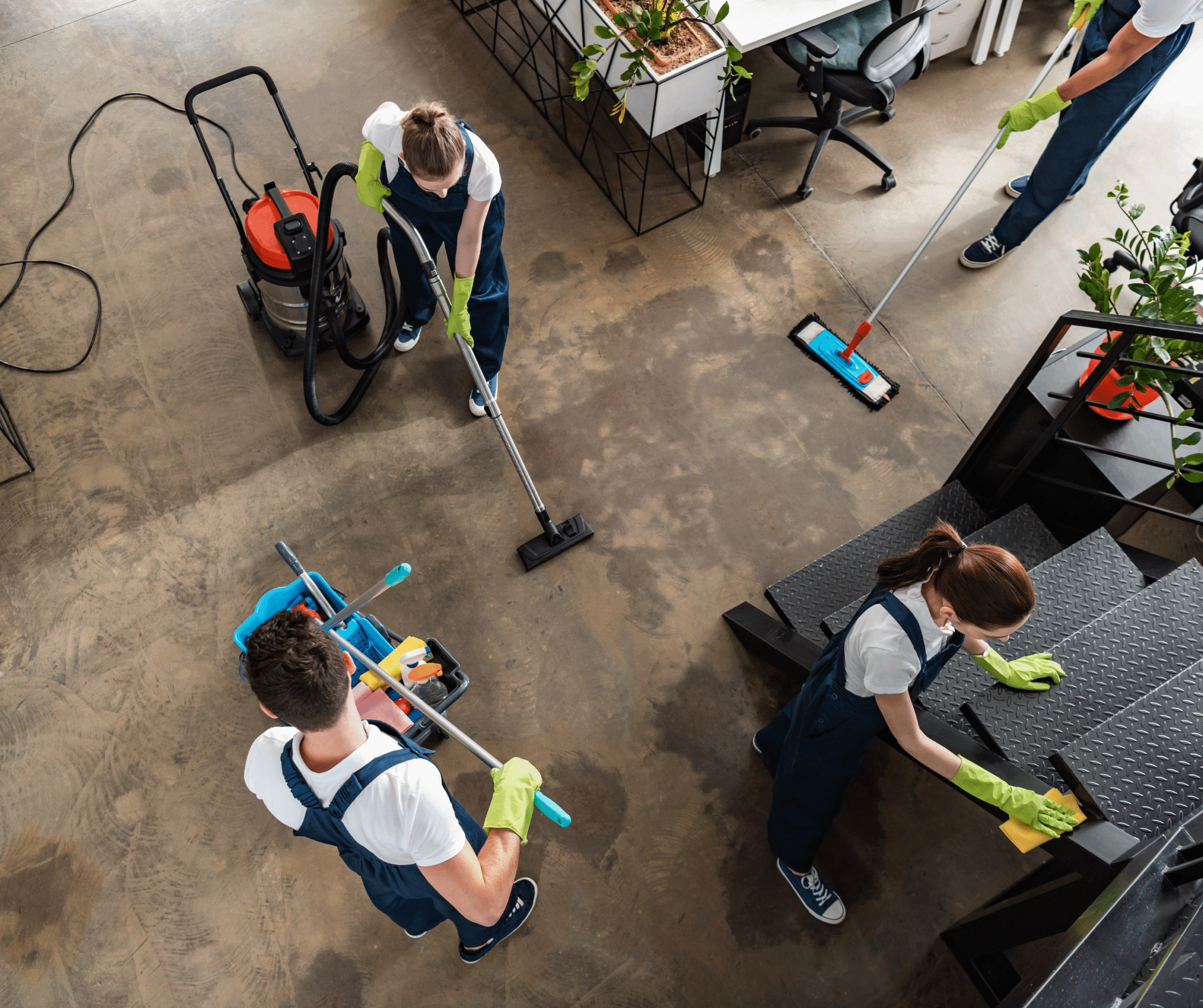 Carpet Cleaning Services in Perth cleaning team using industrial vacuum on tiled floor