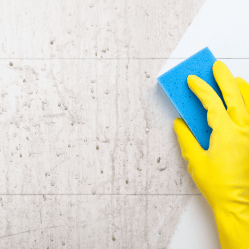 Professional team doing tile and grout cleaning in a Perth home