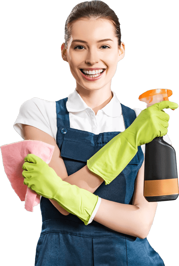 Female carpet cleaner in Perth holding equipment