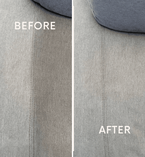 Before and after sofa cleaning Perth – dirty fabric restored