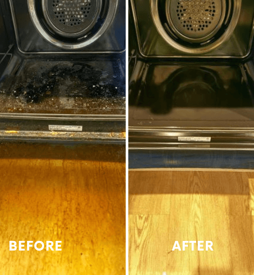 End of lease oven cleaning in Perth removing grease, dirt, and burnt residue for bond inspection.
