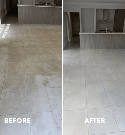 Tile and grout cleaning in Perth showing deep cleaning of reception hall for end of lease property cleaning.